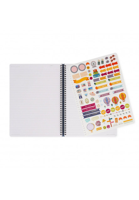 Zápisník Legami Lined Spiral-Bound Notebook - Špirálový zápisník - Maxi - Travel Stickers
