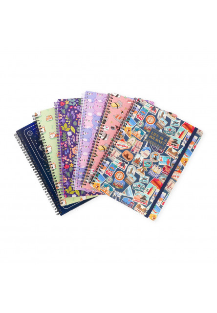 Zápisník Legami Lined Spiral-Bound Notebook - Špirálový zápisník - Maxi - Travel Stickers