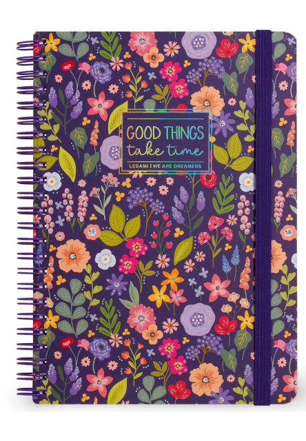 Zápisník Legami Lined Spiral-Bound Notepad - Spiral Notebook - Large - Flowers