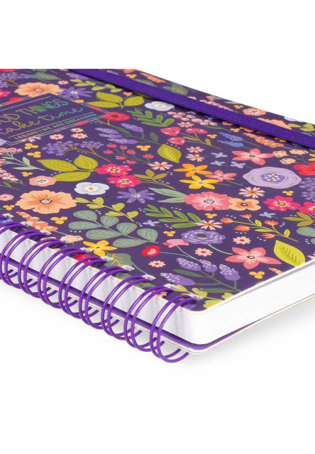 Zápisník Legami Lined Spiral-Bound Notepad - Spiral Notebook - Large - Flowers