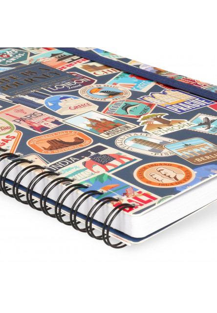 Zápisník Legami Lined Spiral-Bound Notebook - Špirálový zápisník - Veľký - Travel Stickers