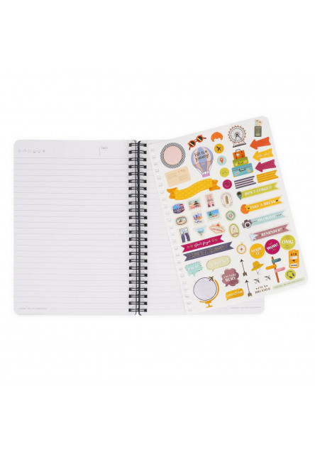 Zápisník Legami Lined Spiral-Bound Notebook - Špirálový zápisník - Veľký - Travel Stickers