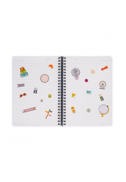Zápisník Legami Lined Spiral-Bound Notebook - Špirálový zápisník - Veľký - Travel Stickers