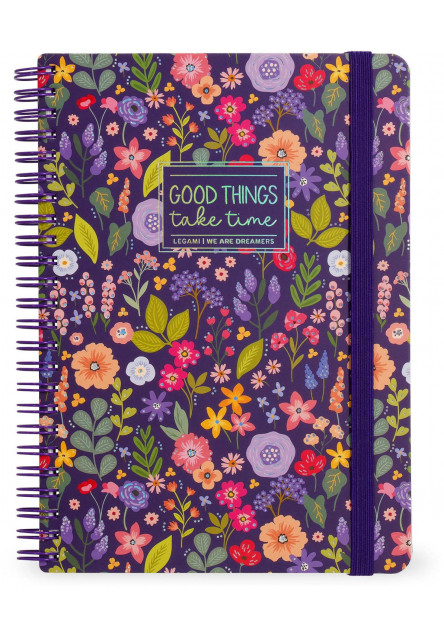 Zápisník Legami Lined Spiral-Bound Notepad - Spiral Notebook - Maxi - Flowers