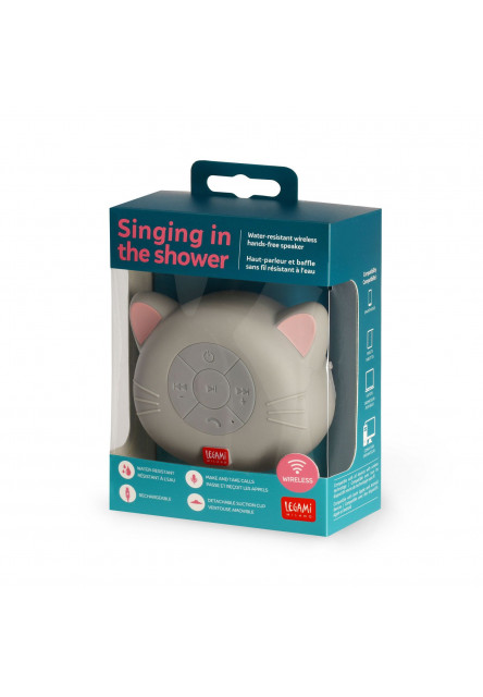 Vodeodolný bezdrôtový reproduktor Legami Shower Speaker Water Resistant - Singing In The Shower - Kitty
