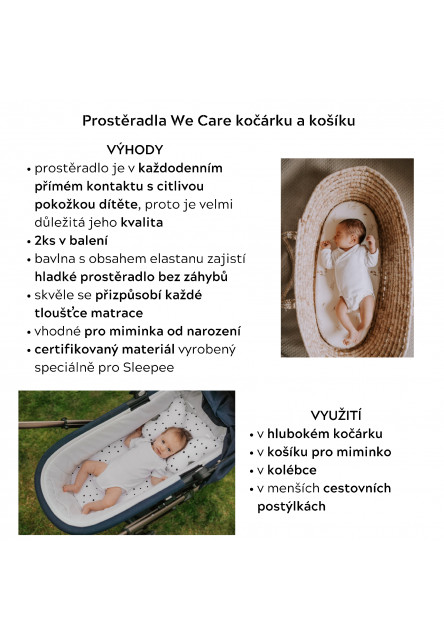 Prostěradlo Sleepee We Care do kočárku, košíku a kolébky Ivory Forest