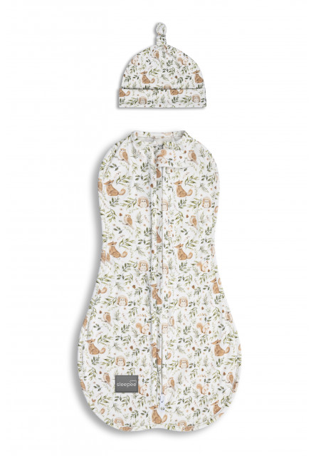 Zavinovačka Sleepee First Step Swaddle s čepičkou zdarma Ivory Forest