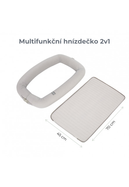 Multifunkční hnízdečko pro miminko s hrazdičkou a bílým šumem 4v1 Sleepee Sand
