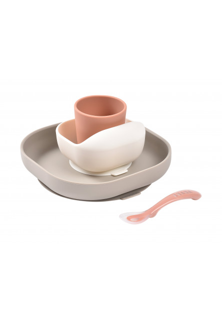 Jedálenská sada silikónová 4-dielna Terracotta / Gazelle