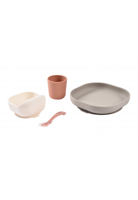 Jedálenská sada silikónová 4-dielna Terracotta / Gazelle
