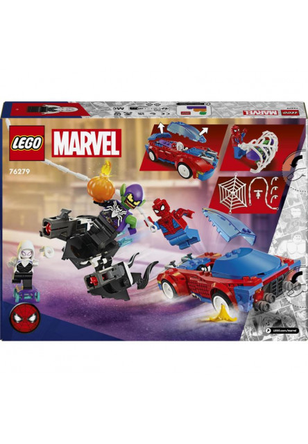 Spider-Manovo pretekárske auto a Venomov Zelený goblin