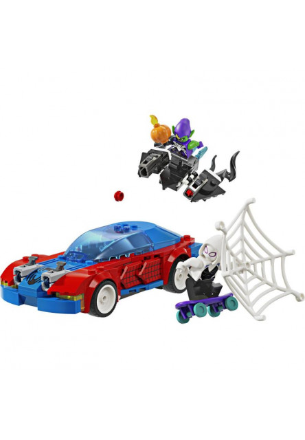 Spider-Manovo pretekárske auto a Venomov Zelený goblin