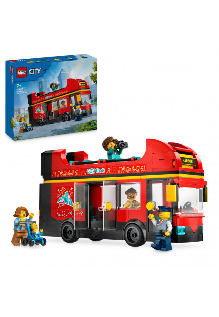 Červený dvojposchodový vyhliadkový autobus