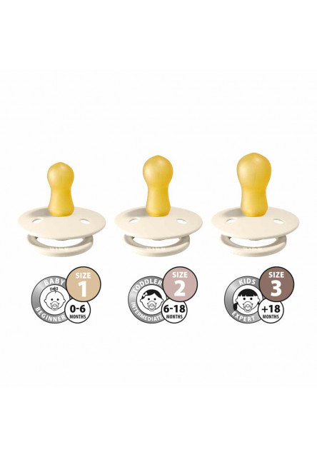 BIBS Colour cumlíky z prírodného kaučuku 2ks - veľkosť 2 (Mushroom / Breeze)