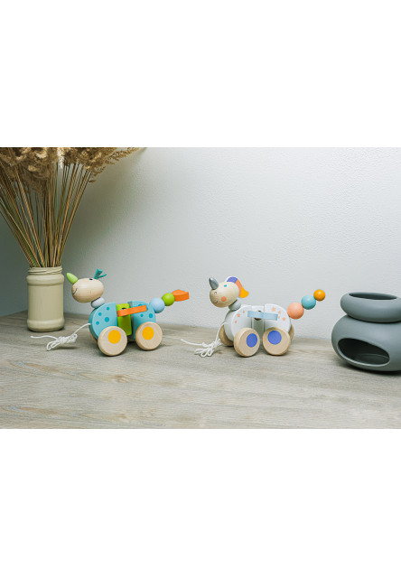 Dřevěná tahací hračka, Unicorn