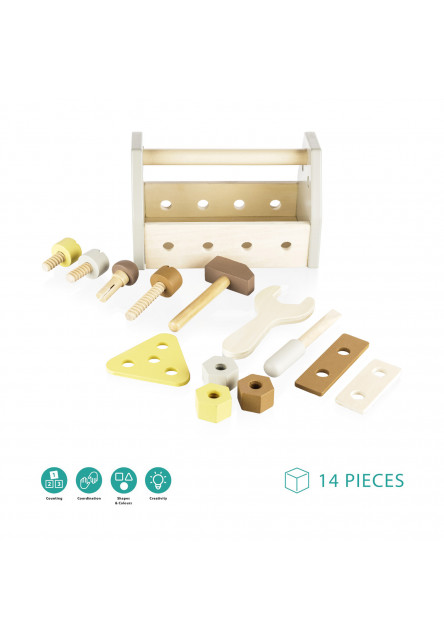 Dřevěná sada nářadí v boxu, Brown