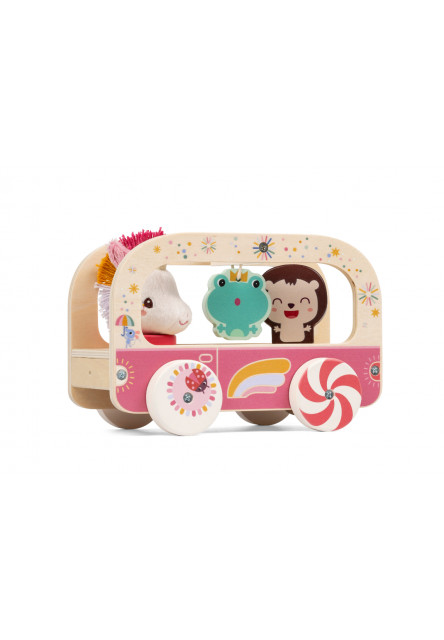 Lilliputiens – drevený autobus – jednorožec Lena