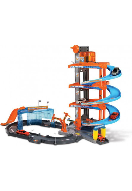 Bburago PLAY 1:43 Street Fire Mega Dealer Showroom garáž s dvoma autíčkami