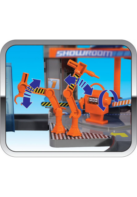 Bburago PLAY 1:43 Street Fire Mega Dealer Showroom garáž s dvoma autíčkami