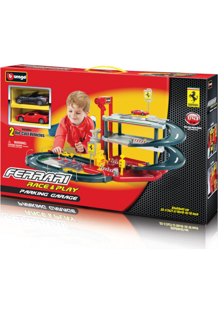 Bburago PLAY 1:43 Ferrari Race & Play Parking Garage - 2 autíčka