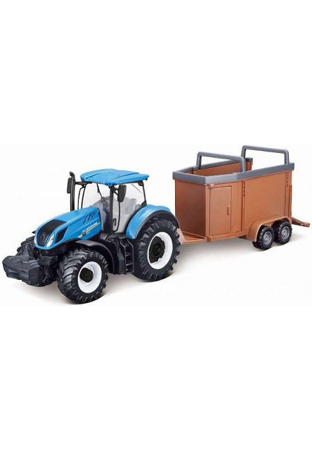 Bburago 10cm Farm Traktor New Holland s vlečkou pre kone