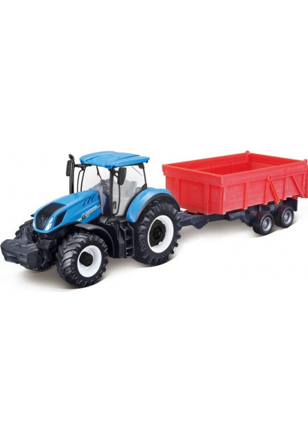 Bburago 1:50 Farm Traktor New Holland s vlečkou