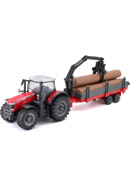 Bburago 1:50 Farm Traktor Massey FERGUSSON 8740S Tractor con remolque de troncos