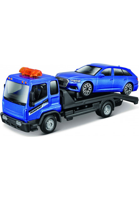 Bburago 1:43 STR FIRE Flatbed Tow Truck, w/Audi A6 Avant