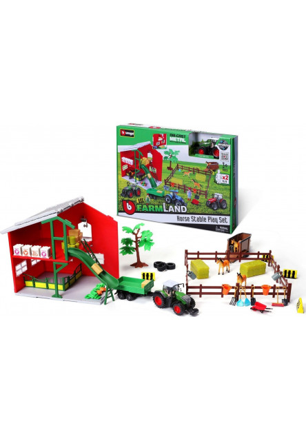Bburago Farmland Konska stajňa s traktorom
