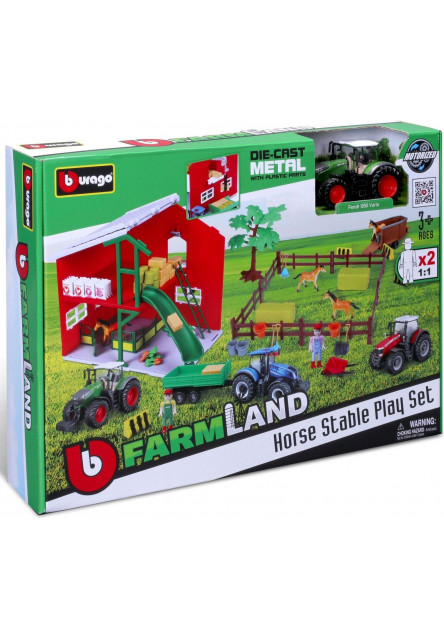 Bburago Farmland Konska stajňa s traktorom