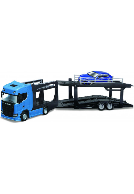 Bburago 1:43  Kamion Multicar Carrier Scania 770S Black + Lamborghini Urus