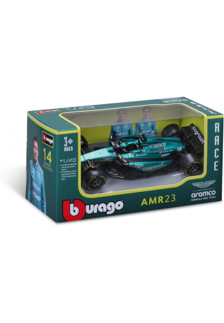 Bburago 1:43 RACE Formula F1 - Aston Martin  AMR23 (2023) #14 Fernando Alonso with driver
