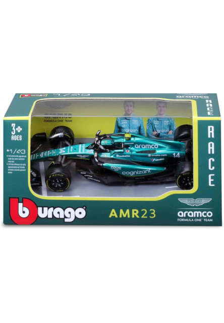 Bburago 1:43 RACE Formula F1 - Aston Martin  AMR23 (2023) #14 Fernando Alonso with driver