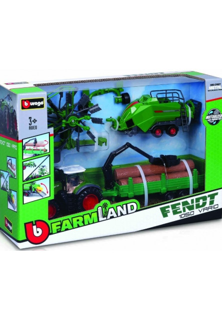 Bburago 10cm Farm tractor Gift Set - Fendt 1050 Vario with 3 trailers