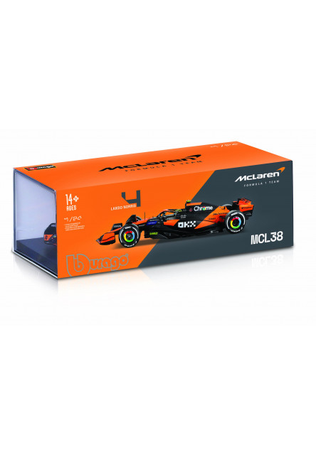 Bburago 1:24 RACE Formula F1 - McLaren F1 Team MCL38 (2024) #4 (Lando Norris) - Hard case