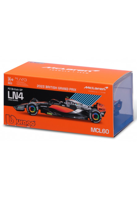 Bburago 1:24 RACE Formula F1 - McLaren F1 Team MCL38 (2024) #4 (Lando Norris) - Hard case