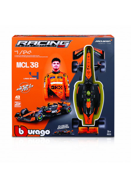 Bburago 1:24 RACE Formula F1 MODEL-KIT - McLaren F1 Team MCL38 (2024) #4 (Lando Norris)