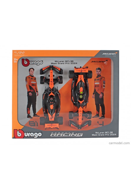 Bburago 1:43 RACE Formula F1 2PAC - McLaren F1 Team MCL38 (2024) #4 L.Norris #81 O.Piastri