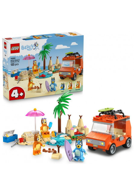 Bluey a rodinný výlet autom na pláž