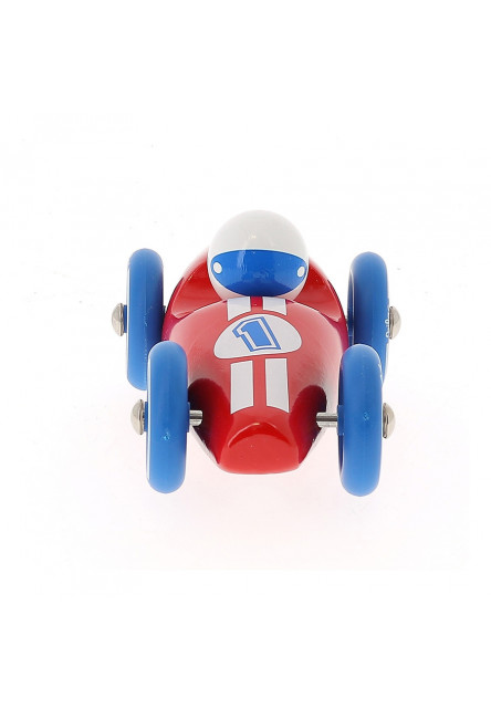 Závodné auto GM červené s modrými kolesami