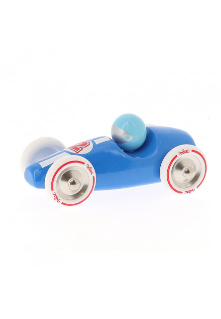 Závodné auto GM modré s bielym kolesami