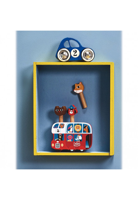 Drevená vystreľovacia hra Autobus so zvieratkami