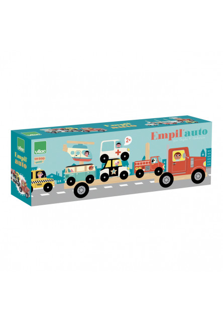 Drevený kamión s autíčkami na nasadzovanie