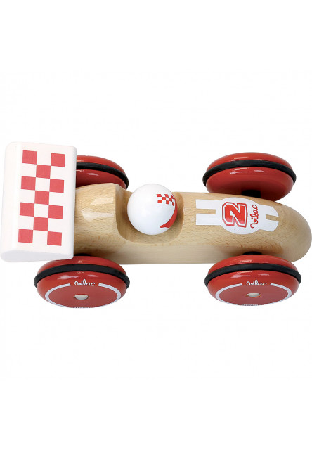 Závodné auto XL prírodné s bielym krídlom