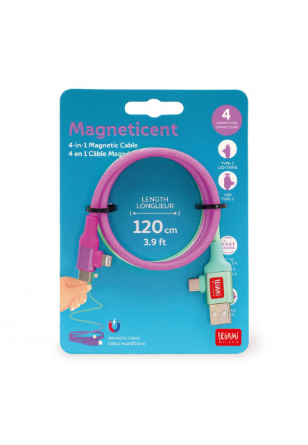 Magnetický nabíjací kábel 4 v 1 Legami Magnetic 4-In-1 Charging Cable - Electric Aura