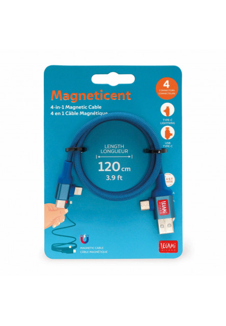 Magnetický nabíjací kábel 4 v 1 Legami Magnetic 4-In-1 Charging Cable - Petrol