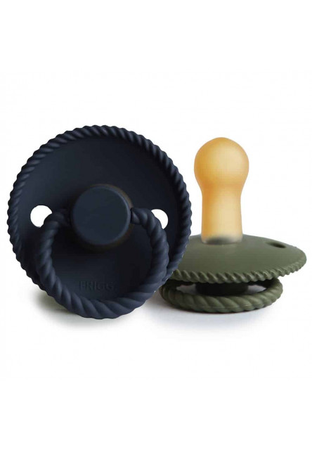 Dvojbalenie cumlíkov frigg rope dark navy/ olive, 6-18m, kaučuk