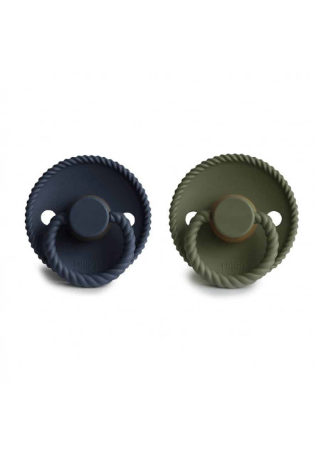 Dvojbalenie cumlíkov frigg rope dark navy/ olive, 6-18m, kaučuk