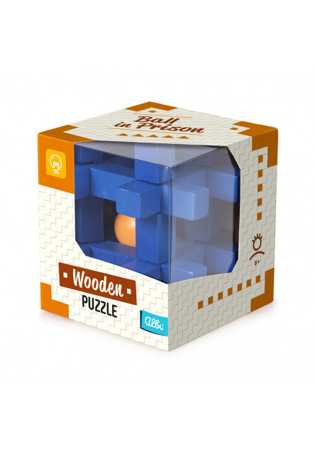 Veľký drevený hlavolam - Klietka s guľou