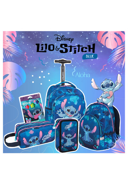 Školská taška Jack na kolieskach Stitch Blue